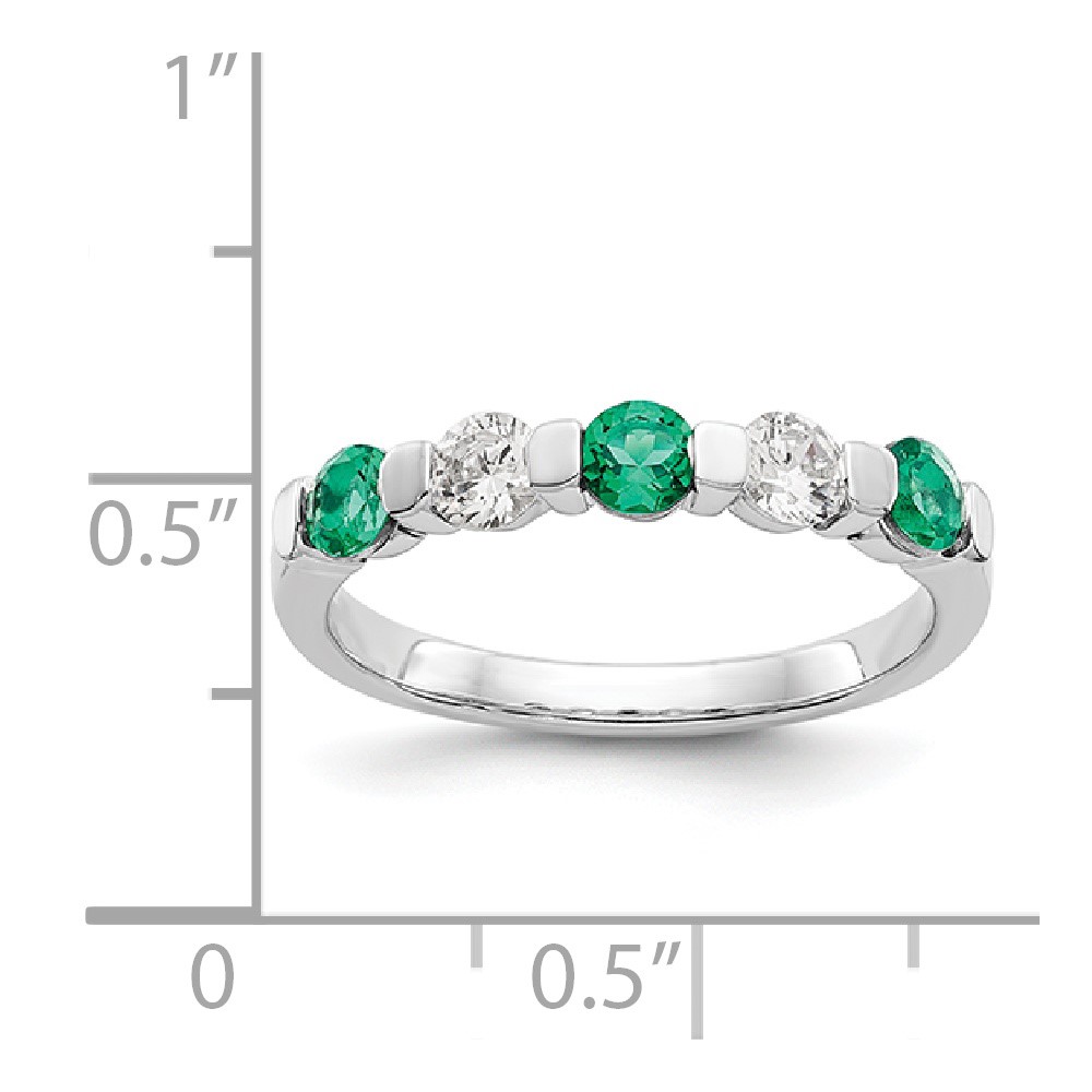 14k White Gold 1/3 carat Diamond and Emerald Complete Band (RM3285B-EM-030-WAA)