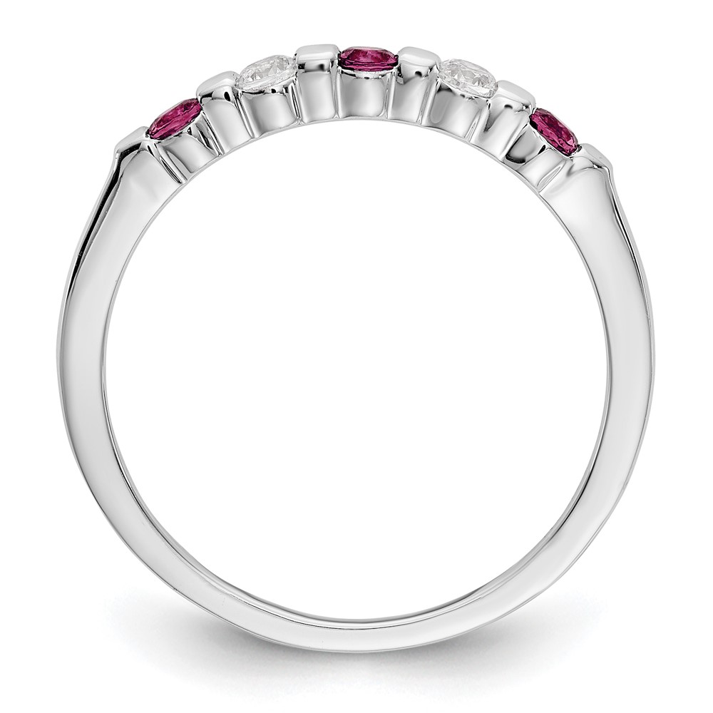 14k White Gold 1/10 carat Diamond and Ruby Complete Band (RM3285B-RU-010-WAA)