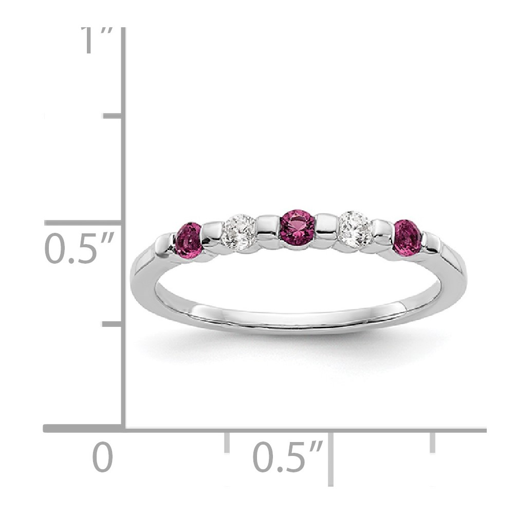 14k White Gold 1/10 carat Diamond and Ruby Complete Band (RM3285B-RU-010-WAA)