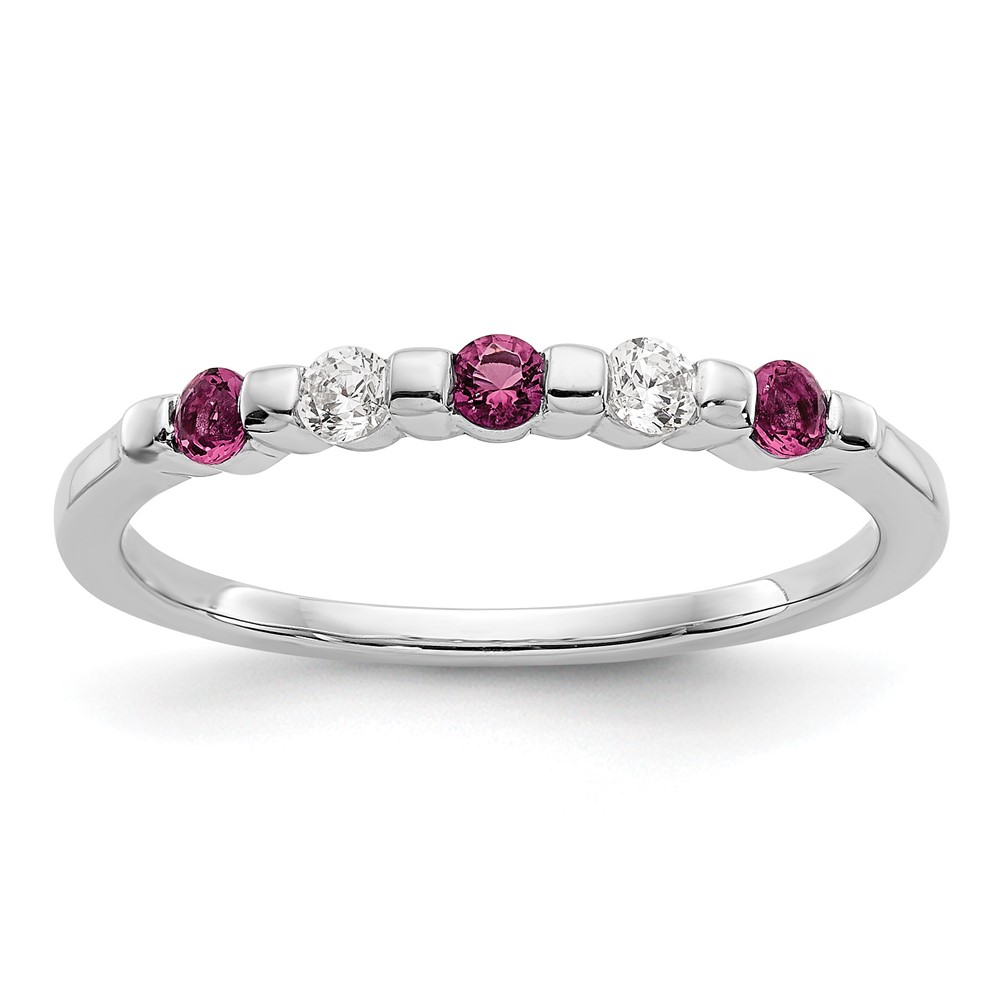 14k White Gold 1/10 carat Diamond and Ruby Complete Band (RM3285B-RU-010-WAA)