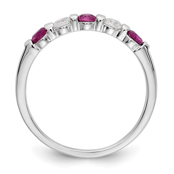 14k White Gold 2.9mm Ruby AA Diamond Anniversary Band