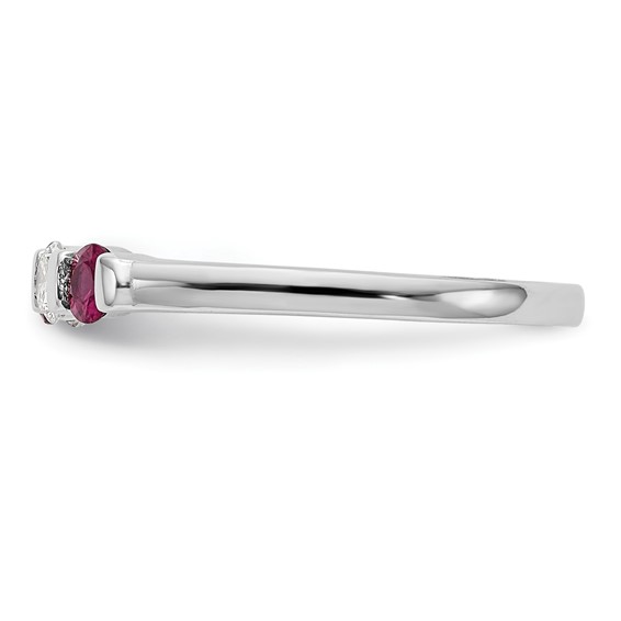 14k White Gold 2.9mm Ruby AA Diamond Anniversary Band