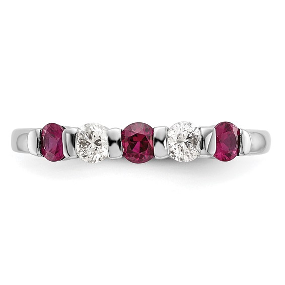 14k White Gold 2.9mm Ruby AA Diamond Anniversary Band