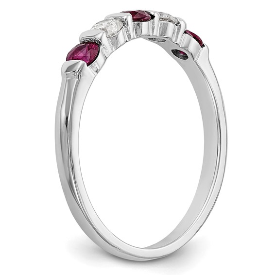14k White Gold 2.9mm Ruby AA Diamond Anniversary Band