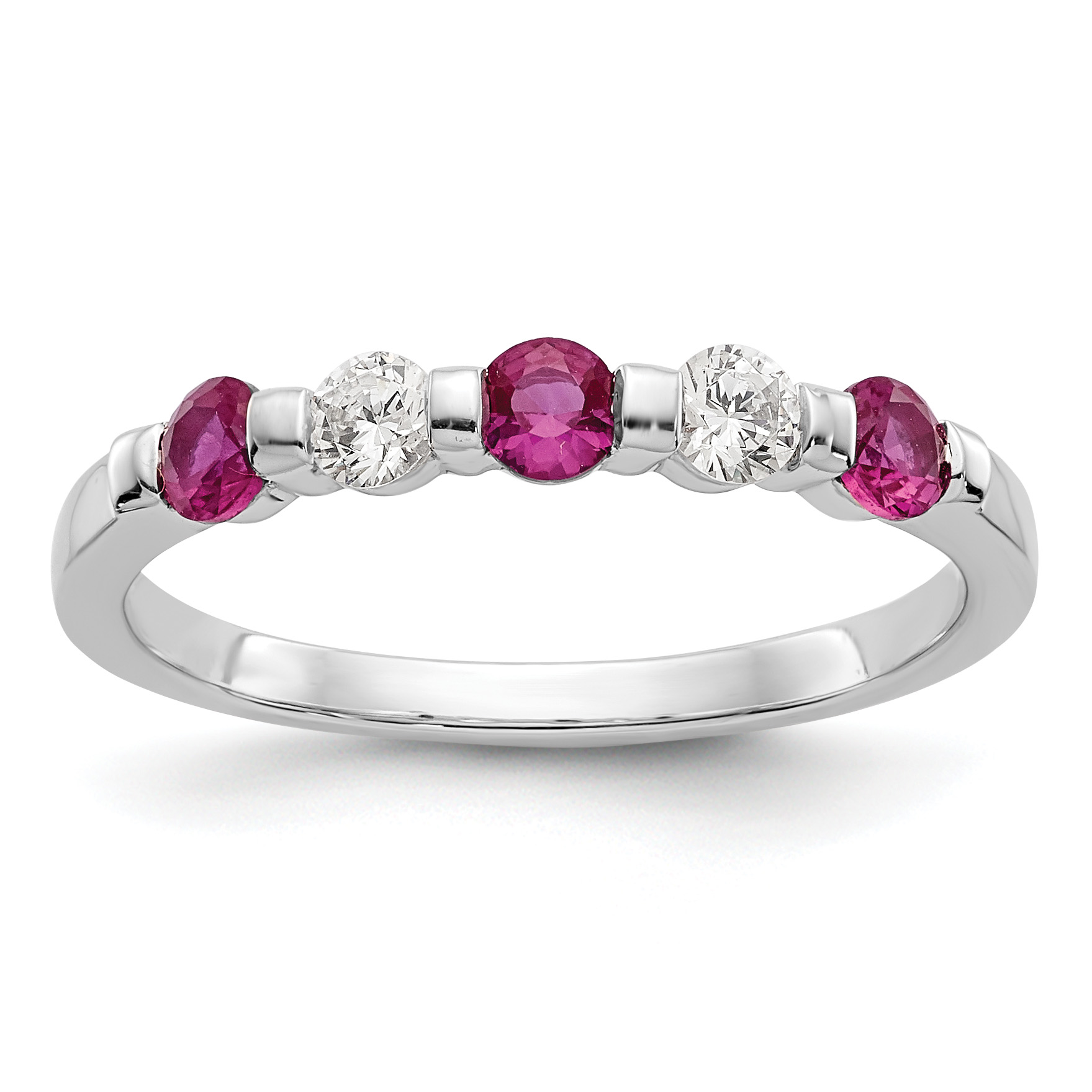 14k White Gold 1/5 carat Diamond and Ruby Complete Band (RM3285B-RU-019-WAA)