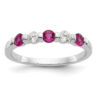 14k White Gold 2.9mm Ruby AA Diamond Anniversary Band