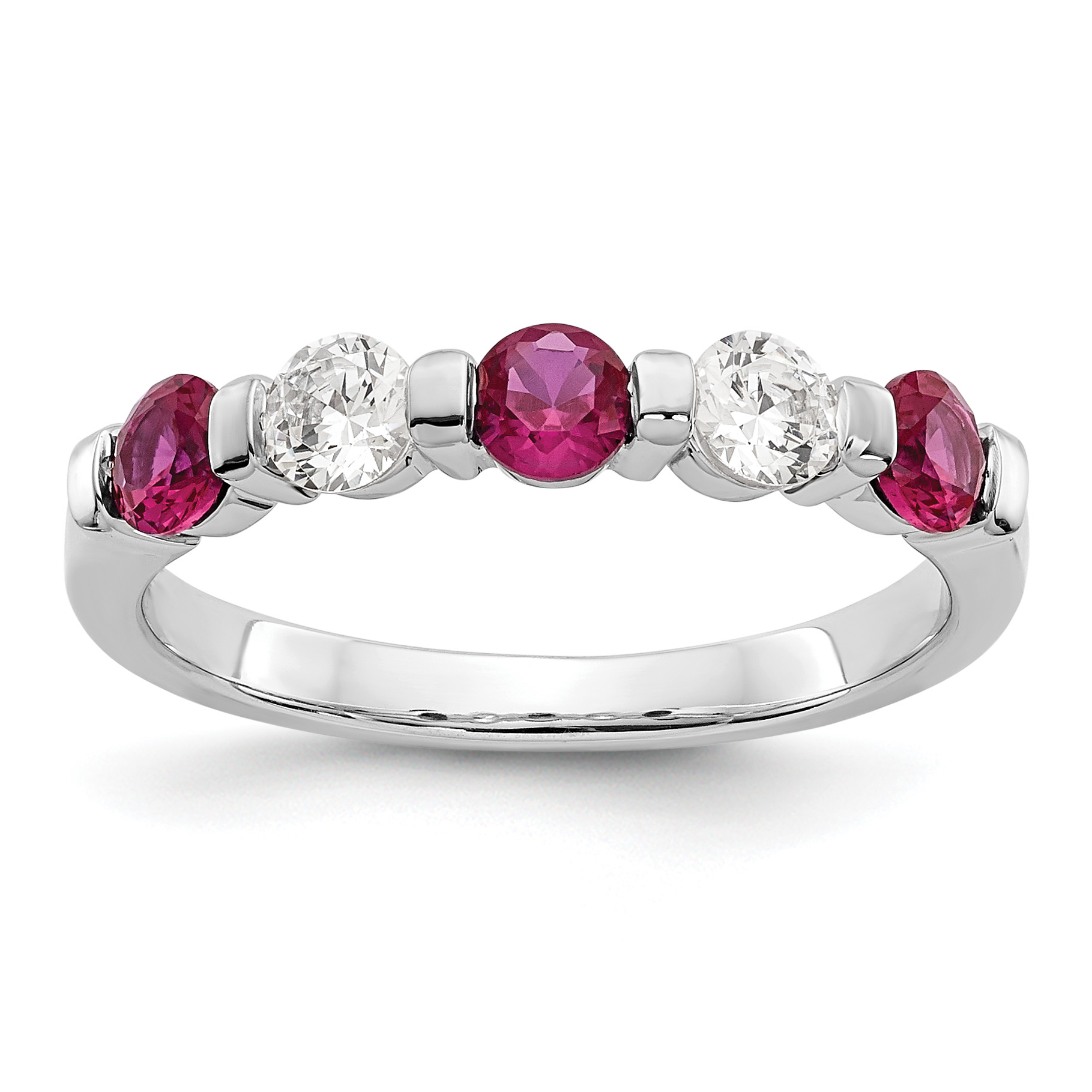 14k White Gold 1/3 carat Diamond and Ruby Complete Band (RM3285B-RU-030-WAA)