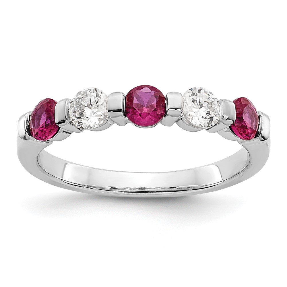 14k White Gold 1/3 carat Diamond and Ruby Complete Band (RM3285B-RU-030-WAA)