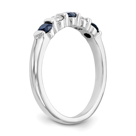 14k White Gold 2.9mm Sapphire AA Diamond Anniversary Band