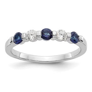 14k White Gold 2.9mm Sapphire AA Diamond Anniversary Band