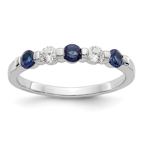 14k White Gold 2.9mm Sapphire AA Diamond Anniversary Band
