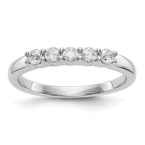 True Origin 14K White Gold 0.33 Carat Lab Grown Diamond VS+ F+ Complete Round Five Stone Ring