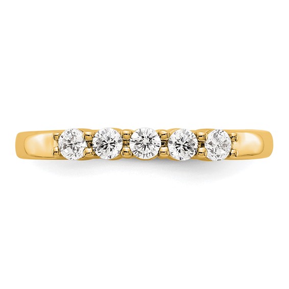 14K Yellow Gold 5-Stone Shared Prong (Holds 5-2.5mm Round) Diamond Band Mounting