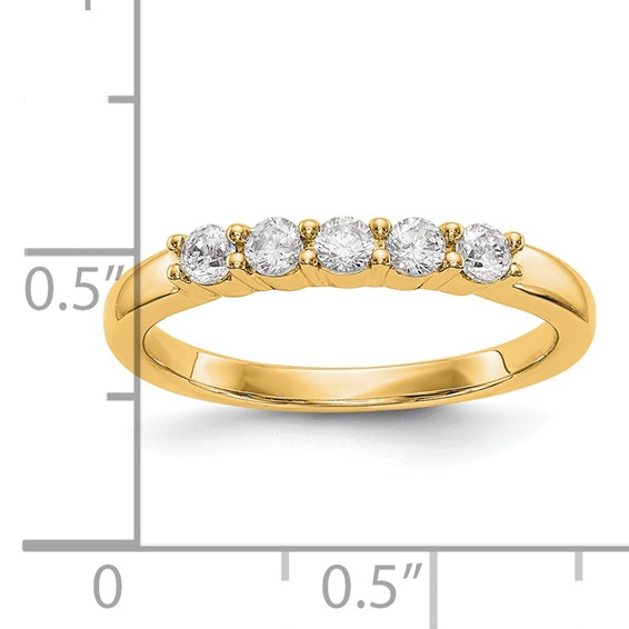 14K Yellow Gold 5-Stone Shared Prong (Holds 5-2.5mm Round) Diamond Band Mounting