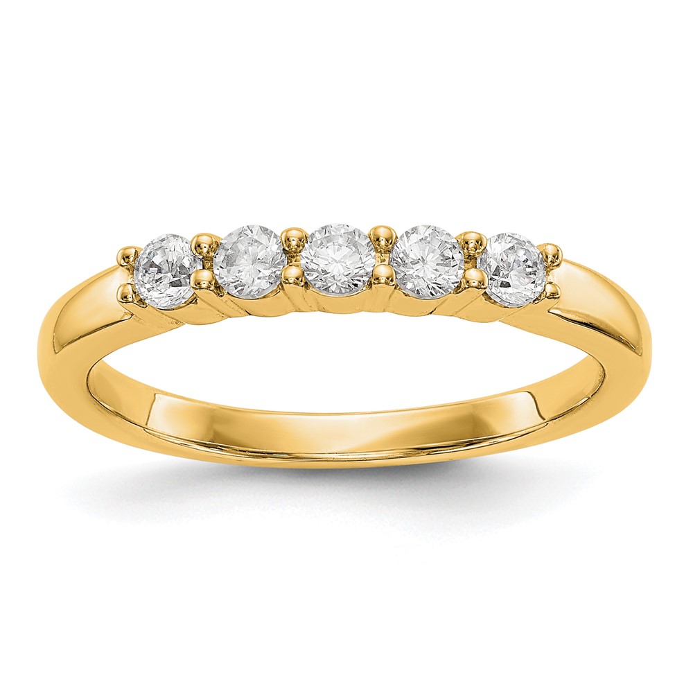 True Origin 14K Yellow Gold 0.33 Carat Lab Grown Diamond VS+ F+ Complete Round Five Stone Ring