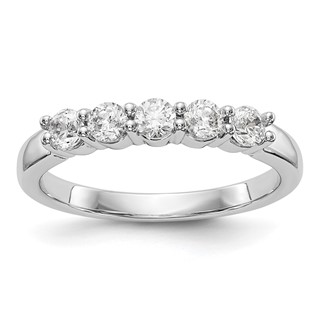 14K White Gold 5-Stone Shared Prong (Holds 5-2.9mm Round) Diamond Band Mounting