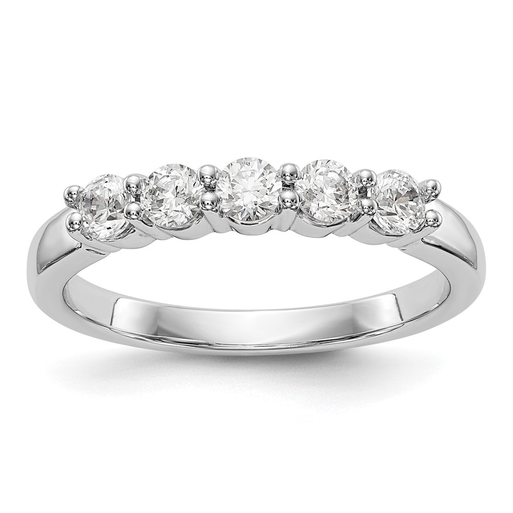 True Origin 14K White Gold 0.50 Carat Lab Grown Diamond VS+ F+ Complete Round Five Stone Ring