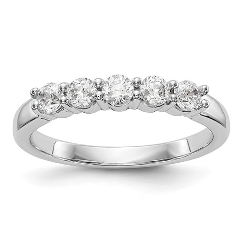 True Origin 14K White Gold 0.50 Carat Lab Grown Diamond VS+ F+ Complete Round Five Stone Ring