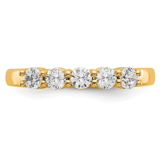 14K Yellow Gold 5-Stone Shared Prong (Holds 5-2.9mm Round) Diamond Band Mounting