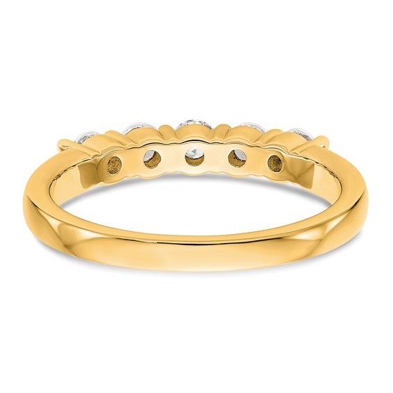 14K Yellow Gold 5-Stone Shared Prong (Holds 5-2.9mm Round) Diamond Band Mounting
