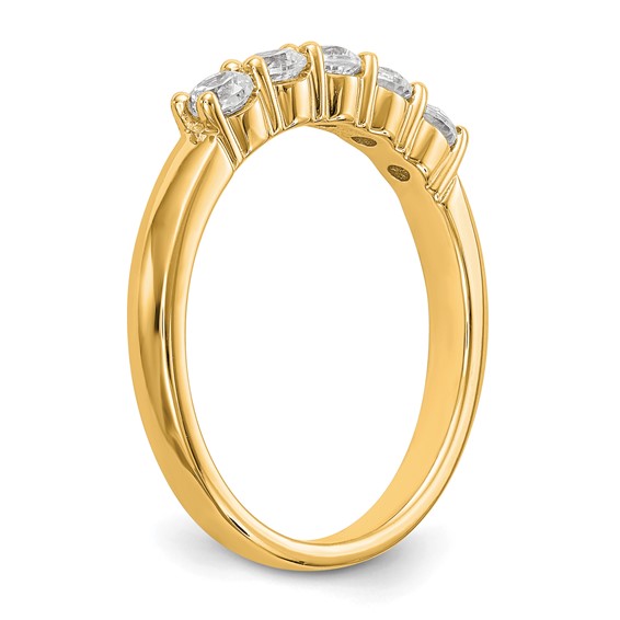 14K Yellow Gold 5-Stone Shared Prong (Holds 5-2.9mm Round) Diamond Band Mounting