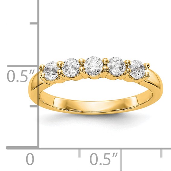 14K Yellow Gold 5-Stone Shared Prong (Holds 5-2.9mm Round) Diamond Band Mounting