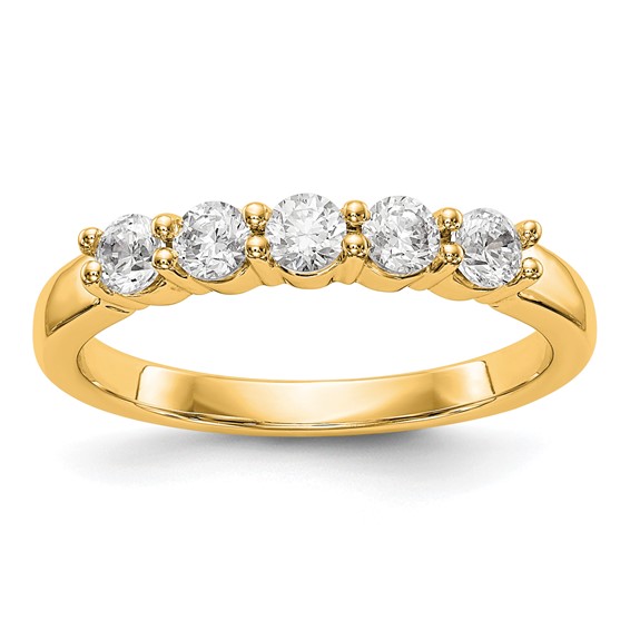 14K Yellow Gold 5-Stone Shared Prong (Holds 5-2.9mm Round) Diamond Band Mounting