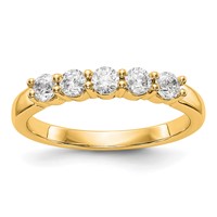 True Origin 14K Yellow Gold 0.50 Carat Lab Grown Diamond VS+ F+ Complete Round Five Stone Ring view 1