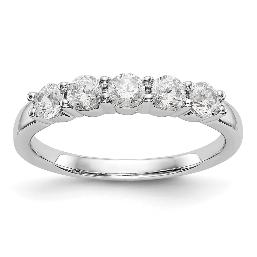 True Origin 14K White Gold 0.62 Carat Lab Grown Diamond VS+ F+ Complete Round Five Stone Ring