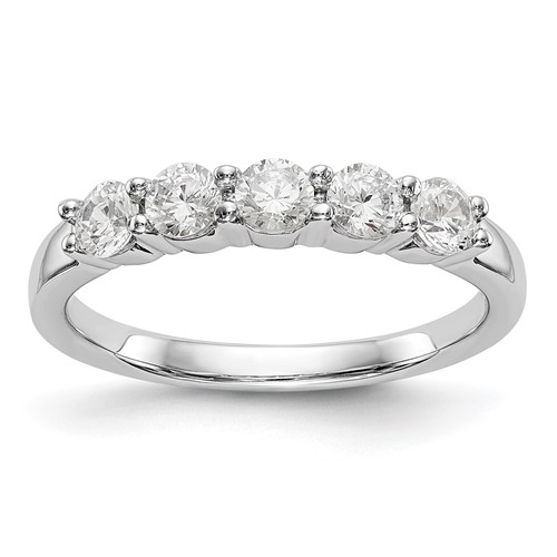 True Origin 14K White Gold 0.62 Carat Lab Grown Diamond VS+ F+ Complete Round Five Stone Ring