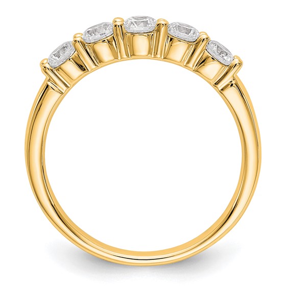 14K Yellow Gold 5-Stone Shared Prong (Holds 5-3.2mm Round) Diamond Band Mounting