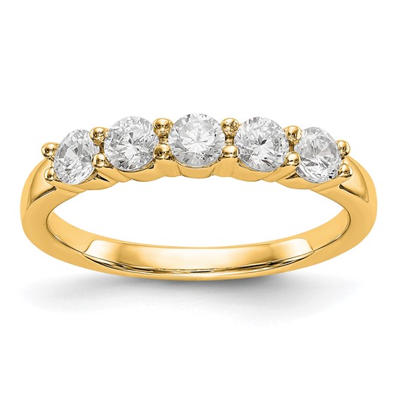 14K Yellow Gold 5-Stone Shared Prong (Holds 5-3.2mm Round) Diamond Band Mounting