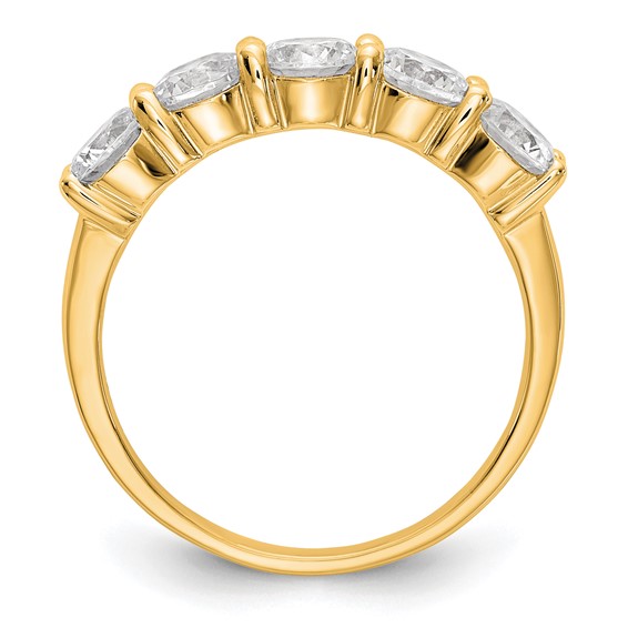 14K Yellow Gold 5-Stone Shared Prong (Holds 5-4.5mm Round) Diamond Band Mounting