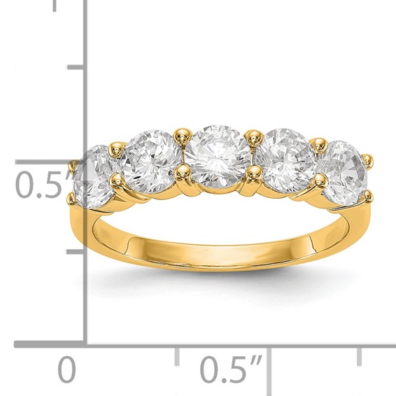 14K Yellow Gold 5-Stone Shared Prong (Holds 5-4.5mm Round) Diamond Band Mounting