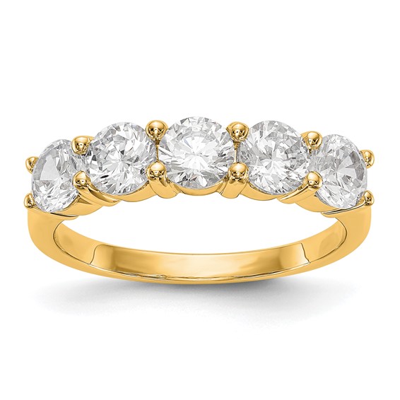 14K Yellow Gold 5-Stone Shared Prong (Holds 5-4.5mm Round) Diamond Band Mounting