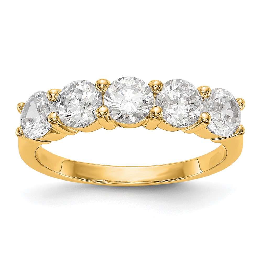 True Origin 14K Yellow Gold 1.88 Carat Lab Grown Diamond VS+ F+ Complete Round Five Stone Ring