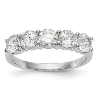 14K White Gold 5-Stone Shared Prong (Holds 5-4.5mm Round) Diamond Band Mounting