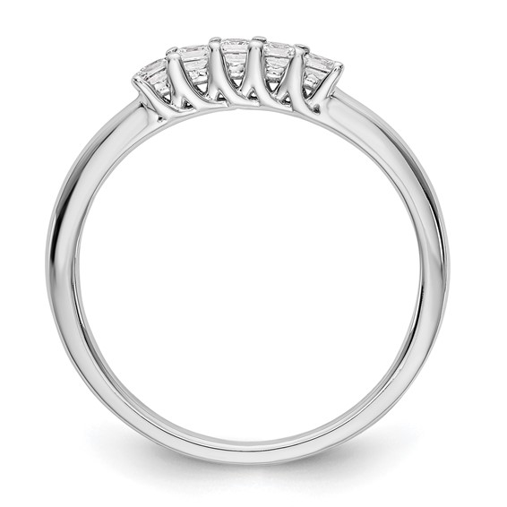 14K White Gold 5-Stone Shared Prong (Holds 5-2.0mm Princess) Diamond Band Mounting