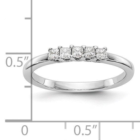 14K White Gold 5-Stone Shared Prong (Holds 5-2.0mm Princess) Diamond Band Mounting