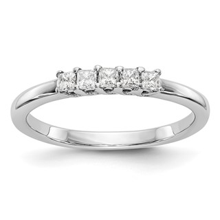 14K White Gold 5-Stone Shared Prong (Holds 5-2.0mm Princess) Diamond Band Mounting