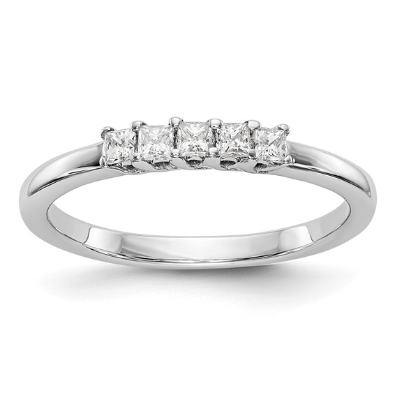 14K White Gold 5-Stone Shared Prong (Holds 5-2.0mm Princess) Diamond Band Mounting