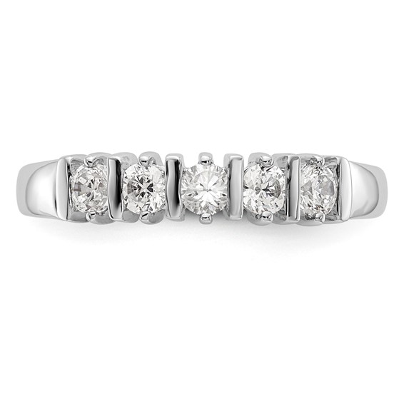 14k White Gold AA Diamond 5-Stone Ring
