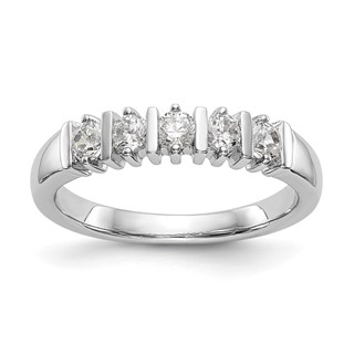 14k White Gold AA Diamond 5-Stone Ring