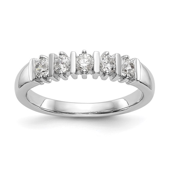 14k White Gold AA Diamond 5-Stone Ring