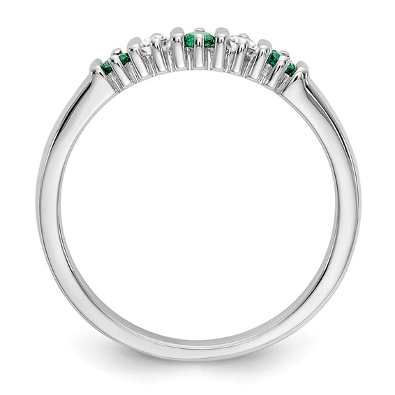 14k White Gold 2mm Emerald AA Diamond 5-Stone Ring