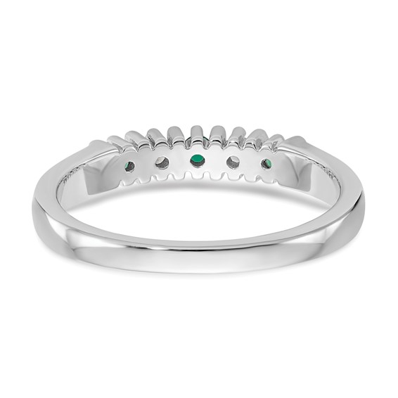 14k White Gold 2mm Emerald AA Diamond 5-Stone Ring
