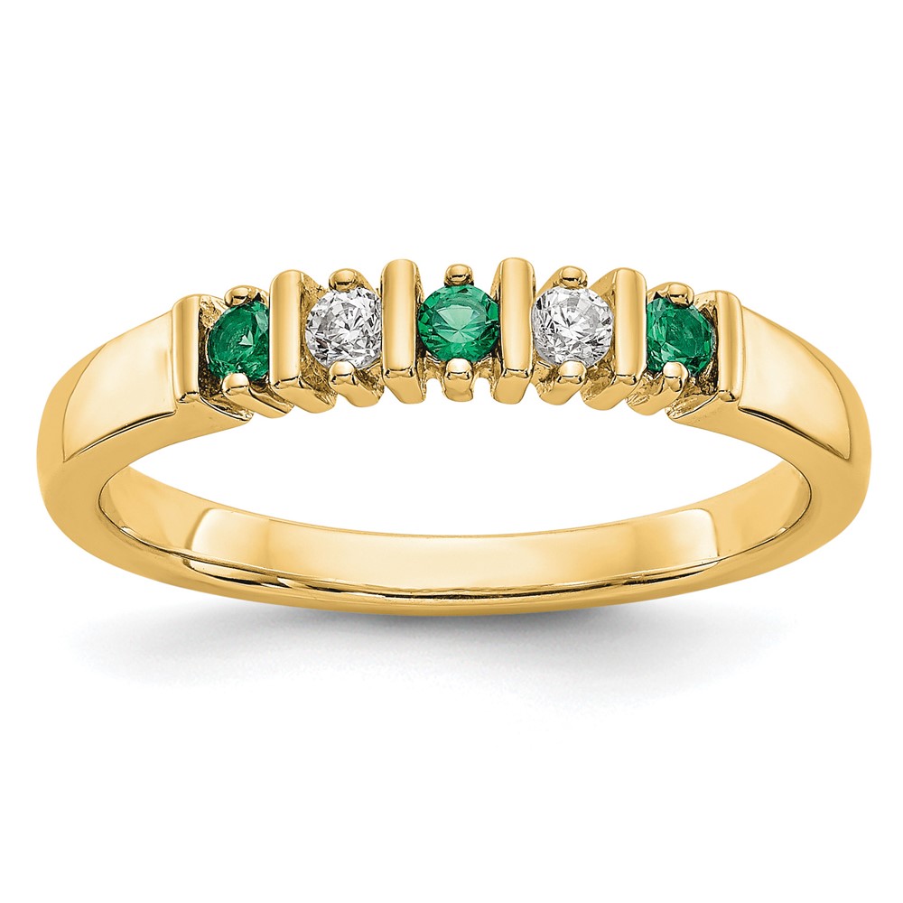 14k Yellow Gold 1/15 carat Diamond and Emerald Complete Band (RM3289B-EM-008-YAA)