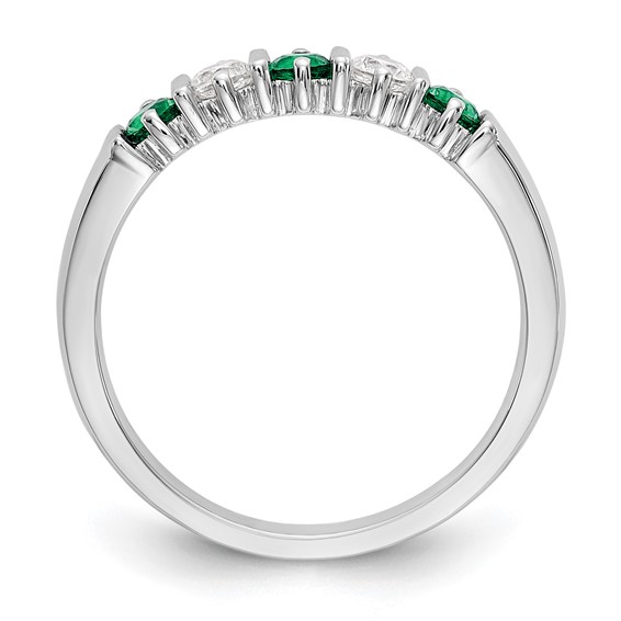 14k White Gold 2.75mm Emerald AA Diamond 5-Stone Ring