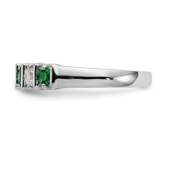 14k White Gold 2.75mm Emerald AA Diamond 5-Stone Ring