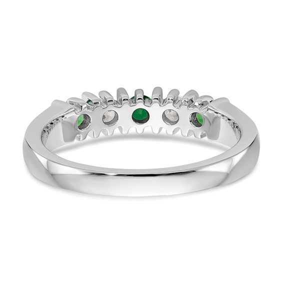 14k White Gold 2.75mm Emerald AA Diamond 5-Stone Ring